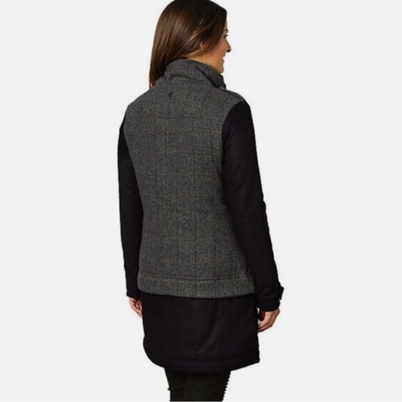 Prana NWT Caprice Convertible Wool Blend High Collar Jacket Herringbone Medium - Picture 14 of 15